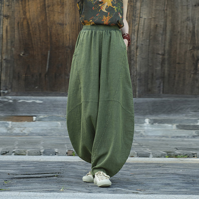 Cotton Linen Pants Harem Trousers Loose Zen Yoga Tai Chi Women's Pants