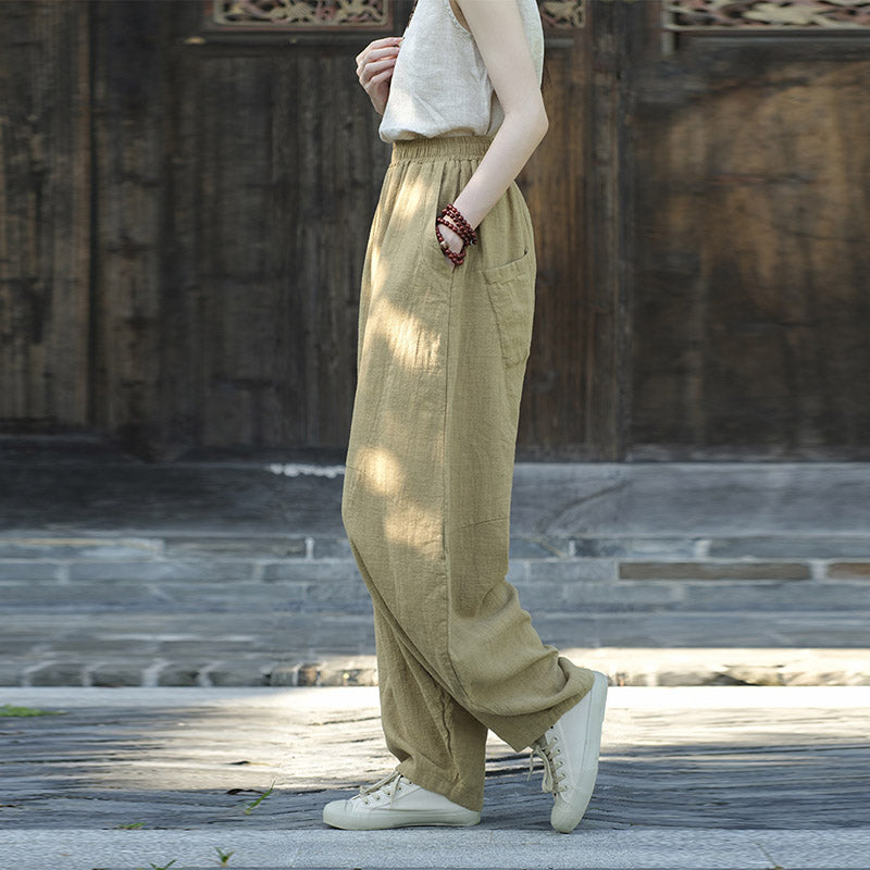 Cotton Linen Pants Harem Trousers Loose Zen Yoga Tai Chi Women's Pants