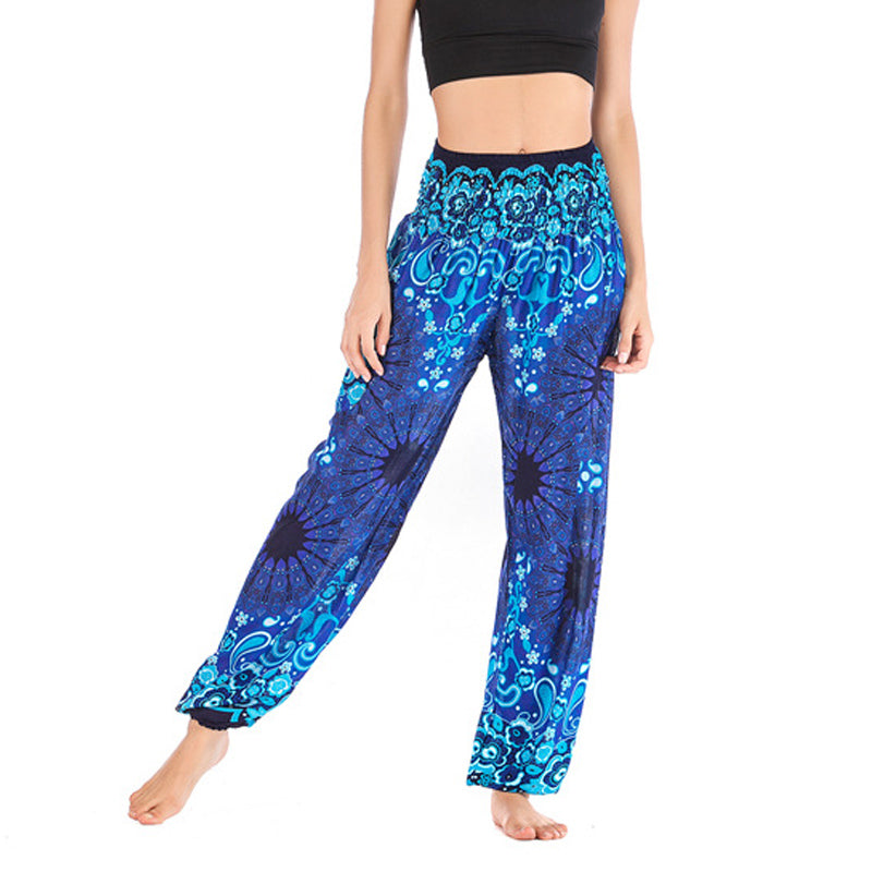 Lightweight Rayon Mandala Print High-Waist Meditation Harem Pants