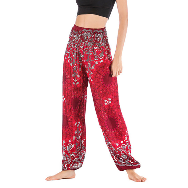 Lightweight Rayon Mandala Print High-Waist Meditation Harem Pants