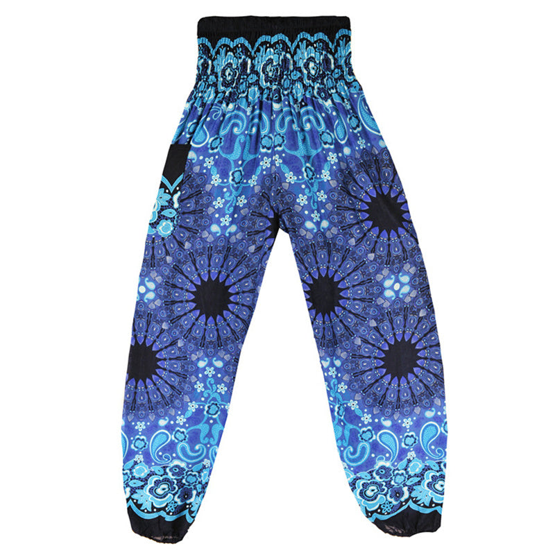 Lightweight Rayon Mandala Print High-Waist Meditation Harem Pants
