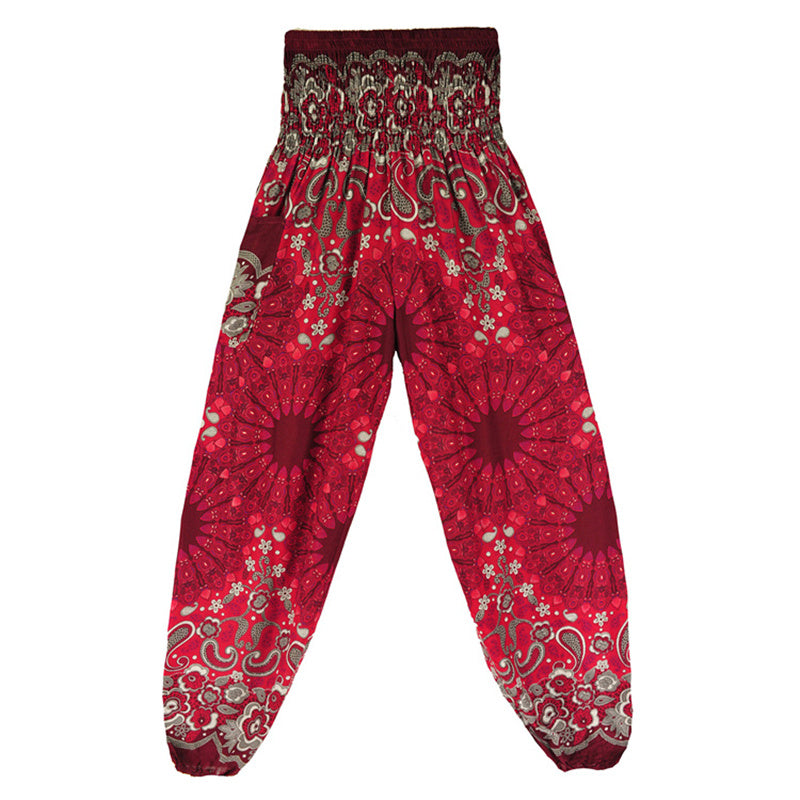 Lightweight Rayon Mandala Print High-Waist Meditation Harem Pants