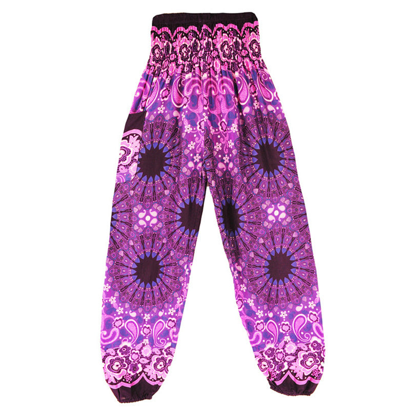 Lightweight Rayon Mandala Print High-Waist Meditation Harem Pants