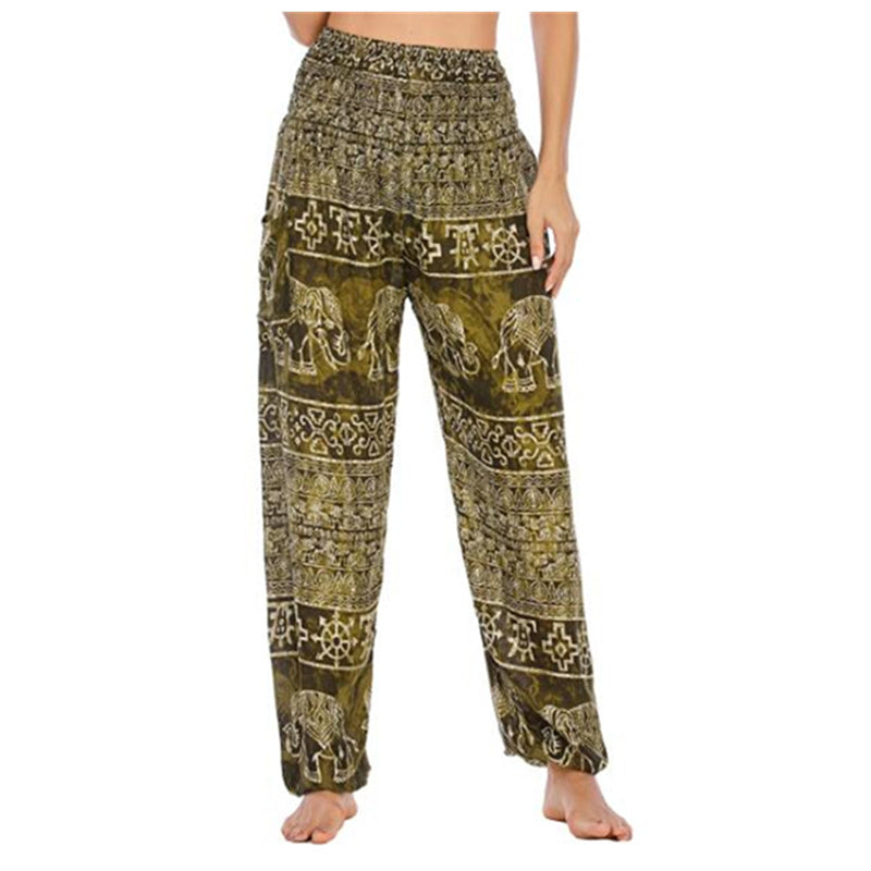 Elephant Pattern Loose Casual Harem Trousers High Waist Women's Yoga Pants