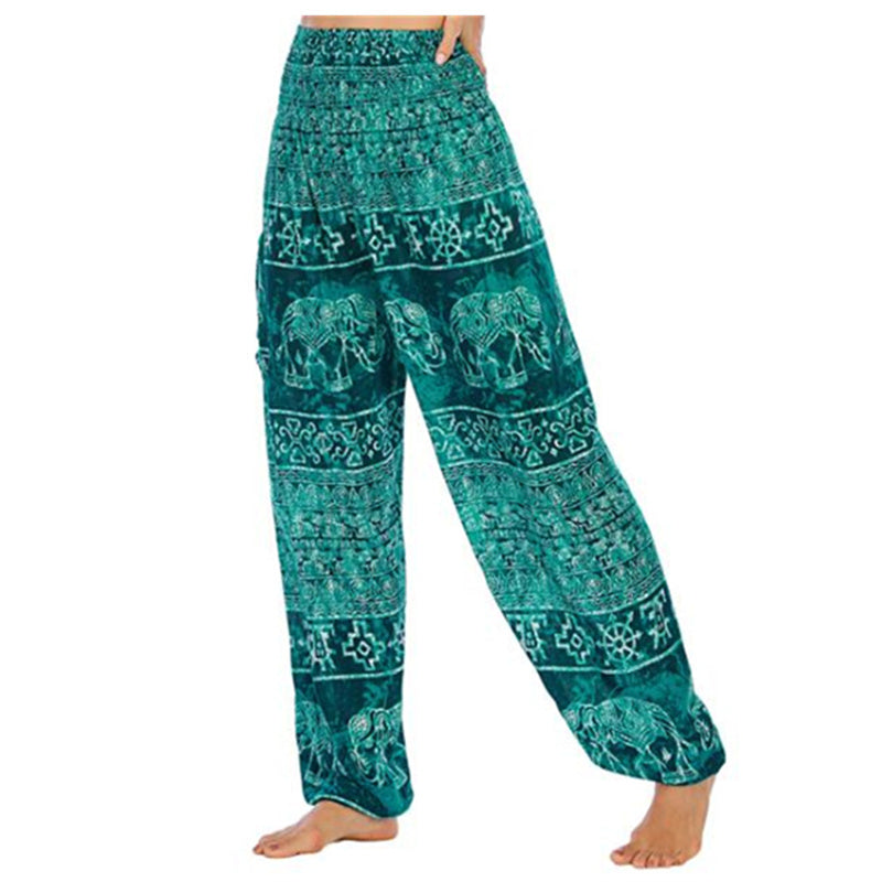 Elephant Pattern Loose Casual Harem Trousers High Waist Women's Yoga Pants