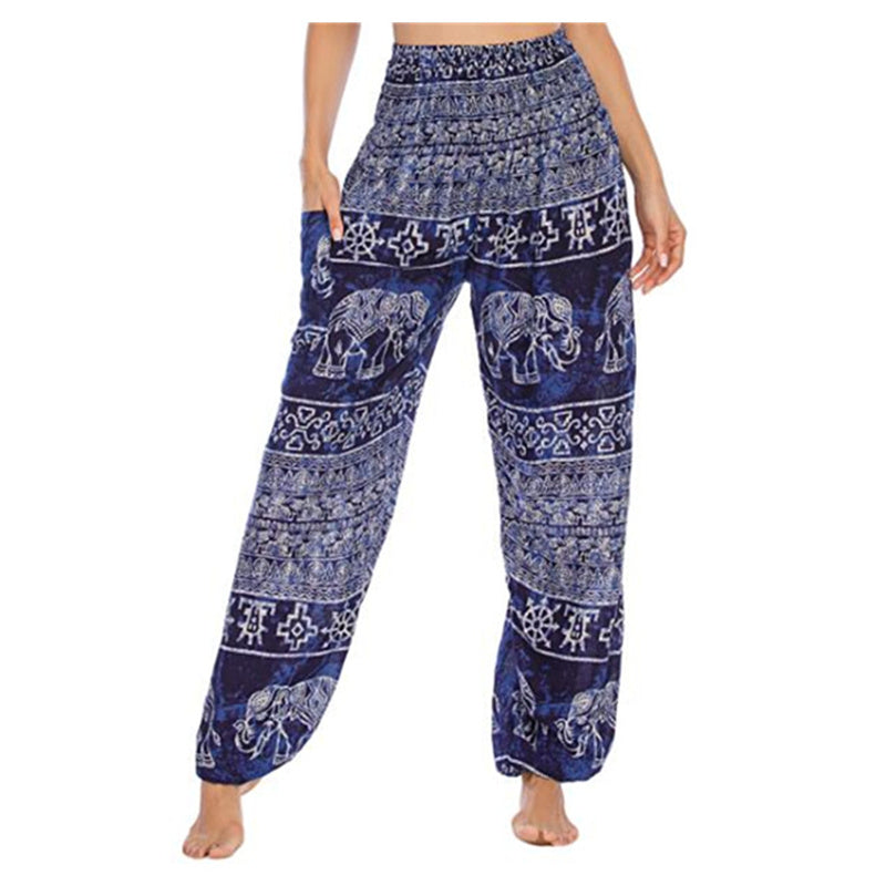 Elephant Pattern Loose Casual Harem Trousers High Waist Women's Yoga Pants