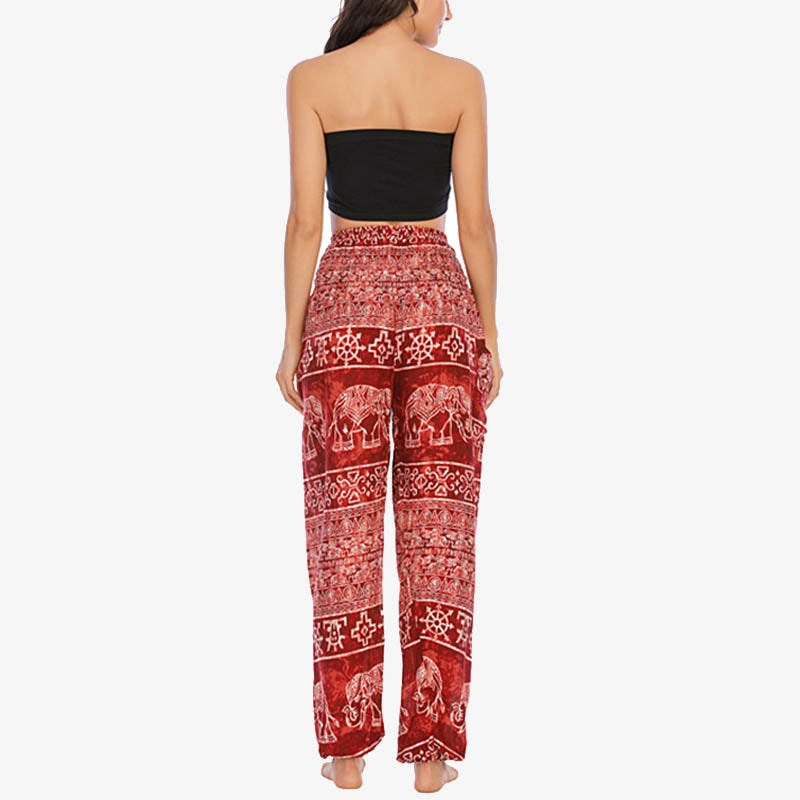 Elephant Pattern Loose Casual Harem Trousers High Waist Women's Yoga Pants