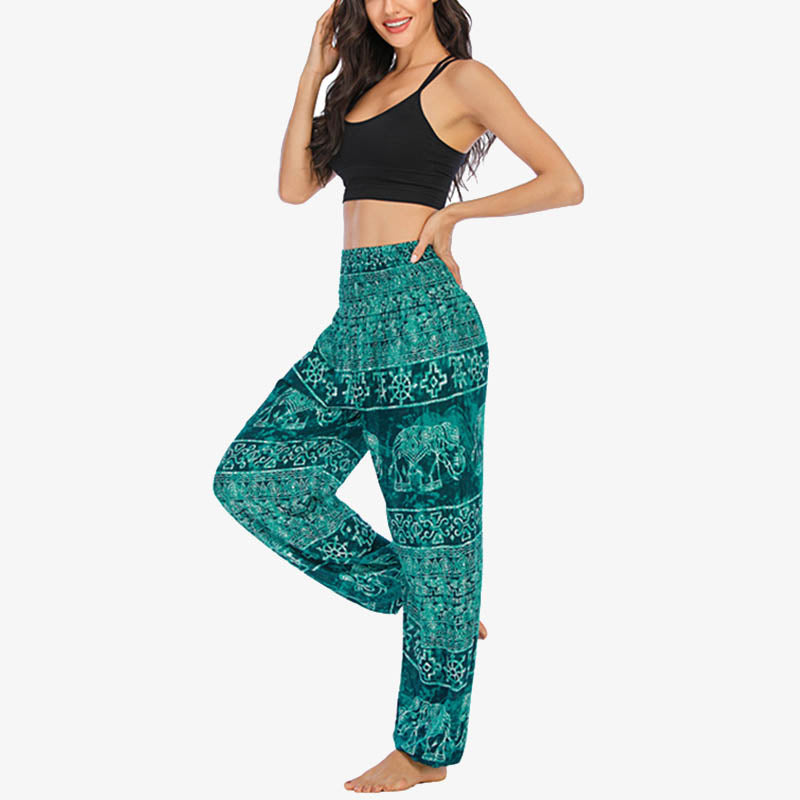 Elephant Pattern Loose Casual Harem Trousers High Waist Women's Yoga Pants