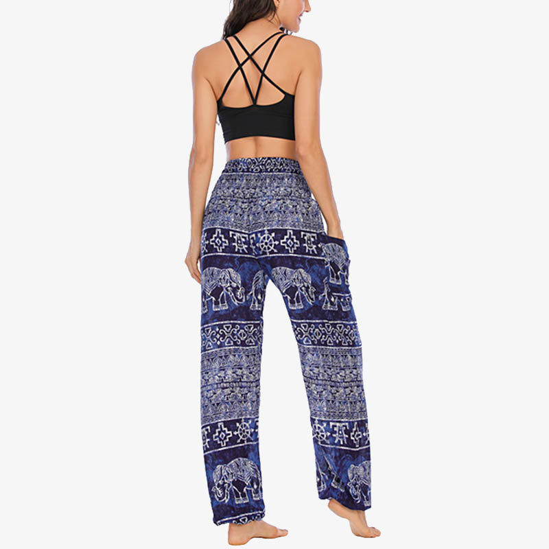 Elephant Pattern Loose Casual Harem Trousers High Waist Women's Yoga Pants