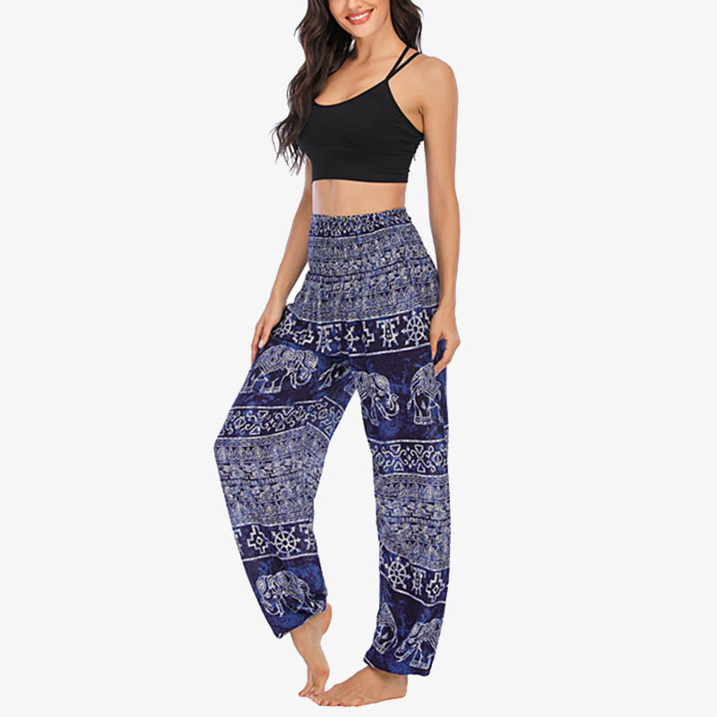 Elephant Pattern Loose Casual Harem Trousers High Waist Women's Yoga Pants