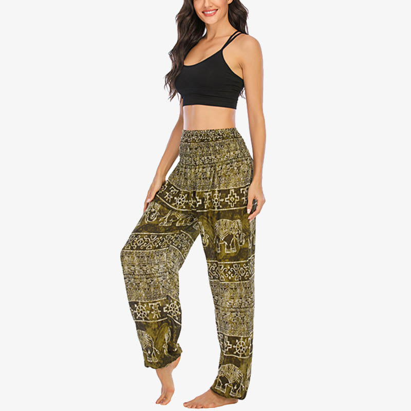 Elephant Pattern Loose Casual Harem Trousers High Waist Women's Yoga Pants
