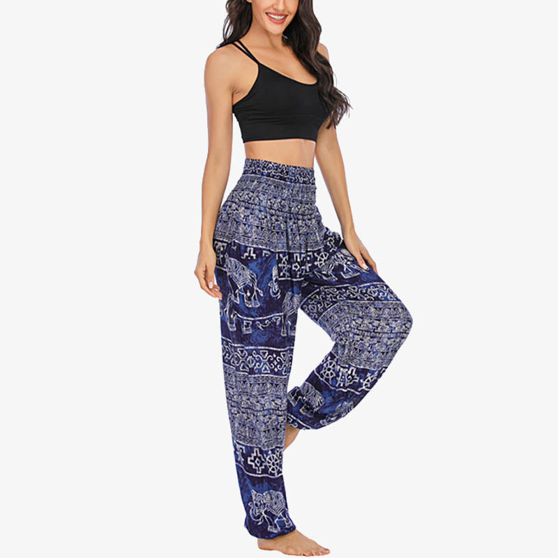 Elephant Pattern Loose Casual Harem Trousers High Waist Women's Yoga Pants