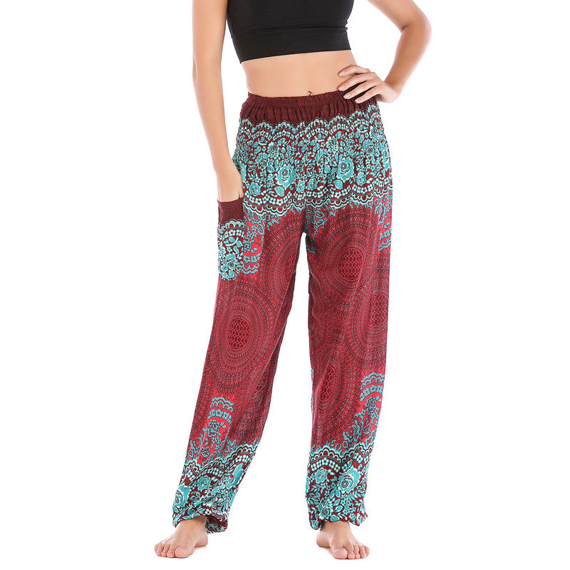 Round Geometric Pattern Loose Casual Harem Trousers High Waist Women's Yoga Pants