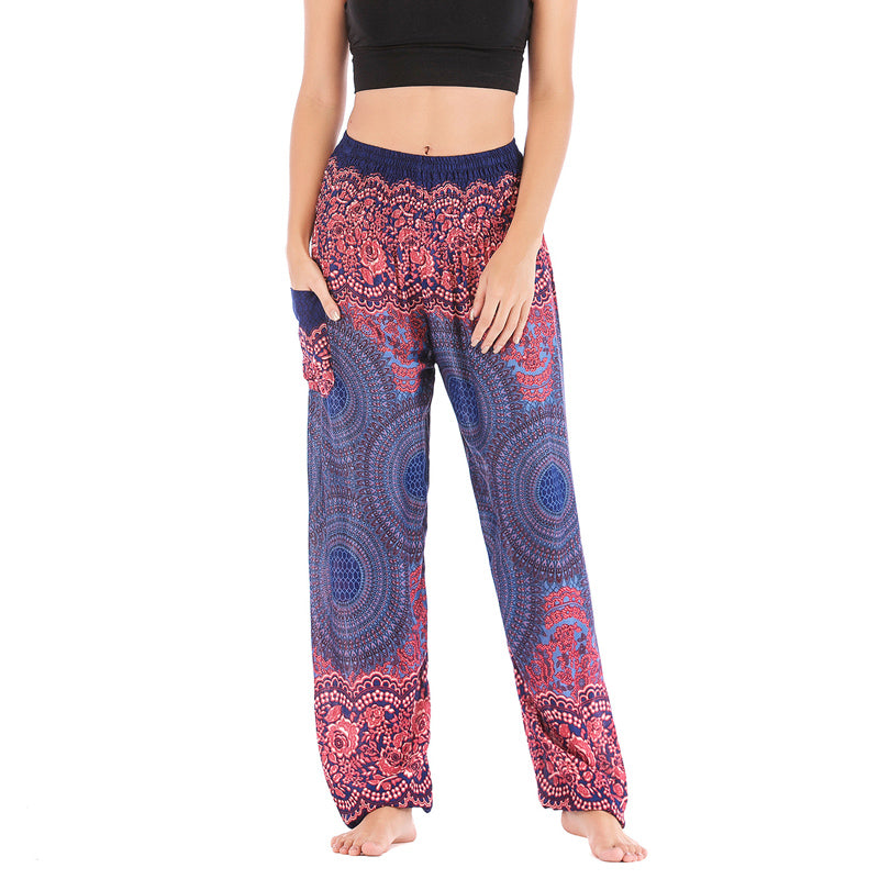 Round Geometric Pattern Loose Casual Harem Trousers High Waist Women's Yoga Pants