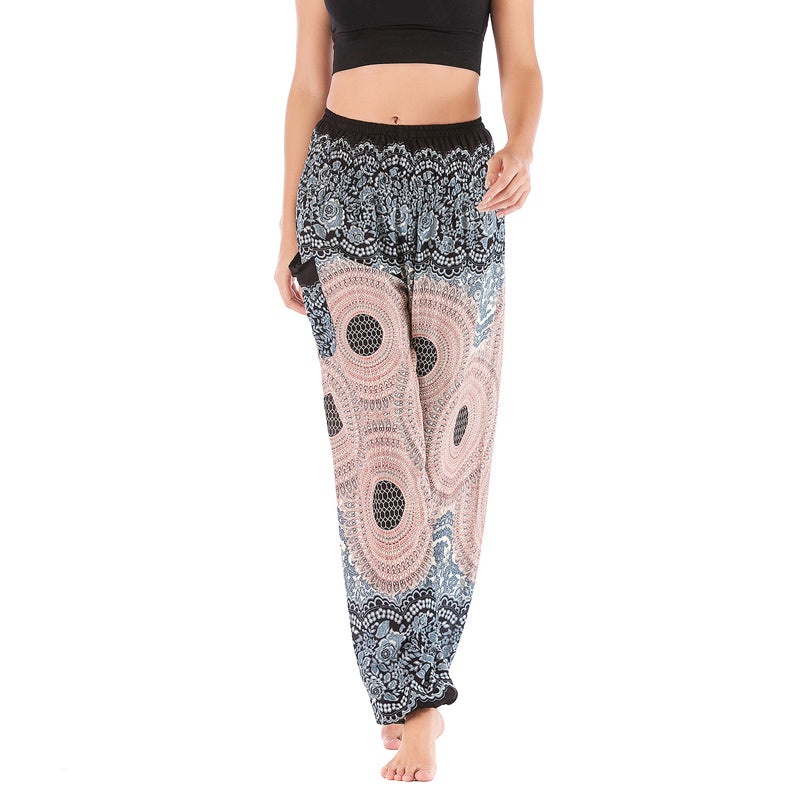 Round Geometric Pattern Loose Casual Harem Trousers High Waist Women's Yoga Pants