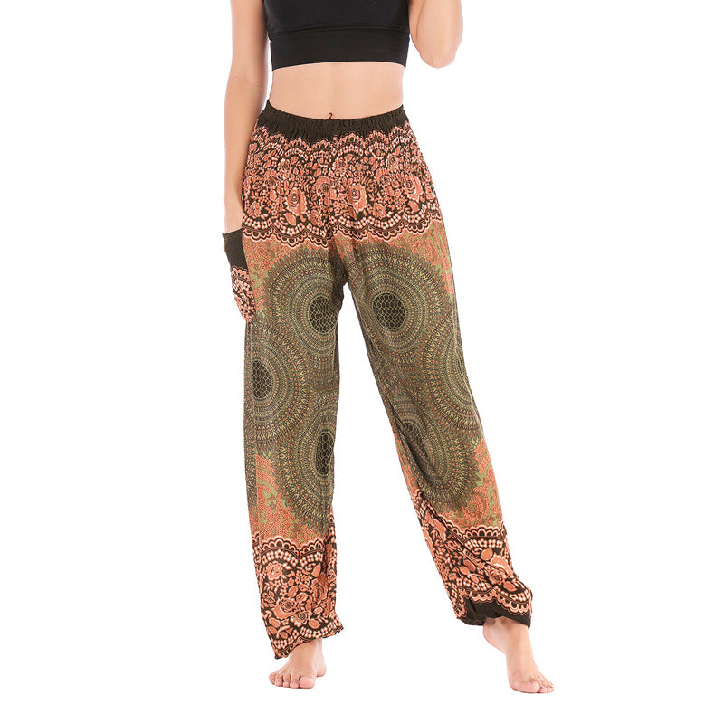 Round Geometric Pattern Loose Casual Harem Trousers High Waist Women's Yoga Pants