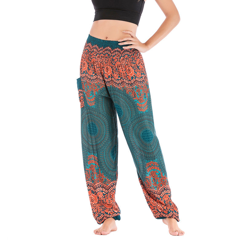 Round Geometric Pattern Loose Casual Harem Trousers High Waist Women's Yoga Pants