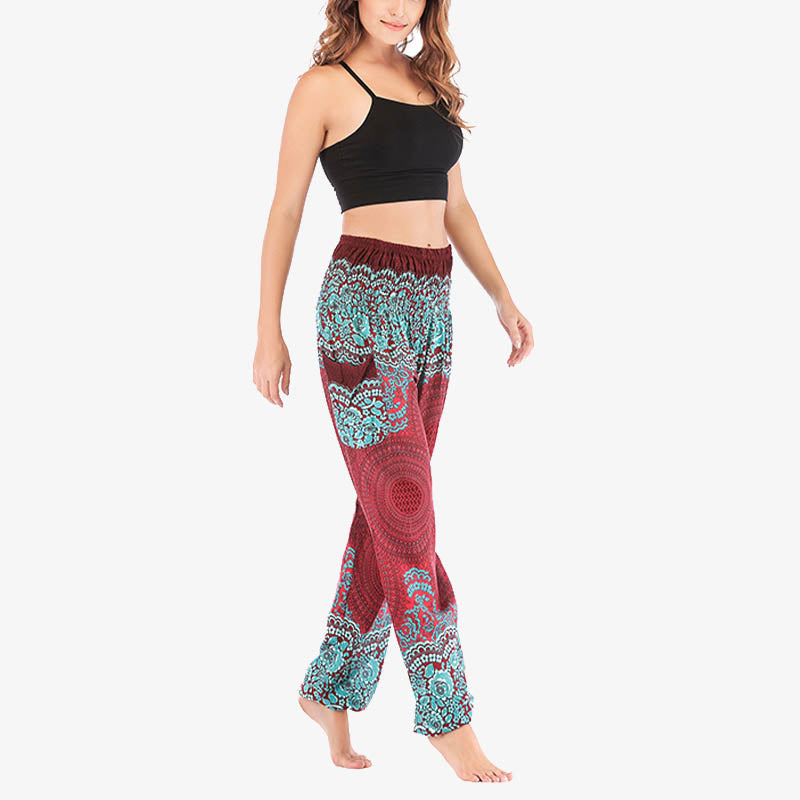 Round Geometric Pattern Loose Casual Harem Trousers High Waist Women's Yoga Pants