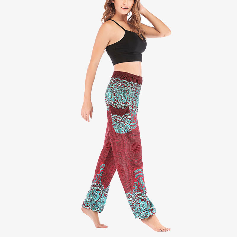 Round Geometric Pattern Loose Casual Harem Trousers High Waist Women's Yoga Pants