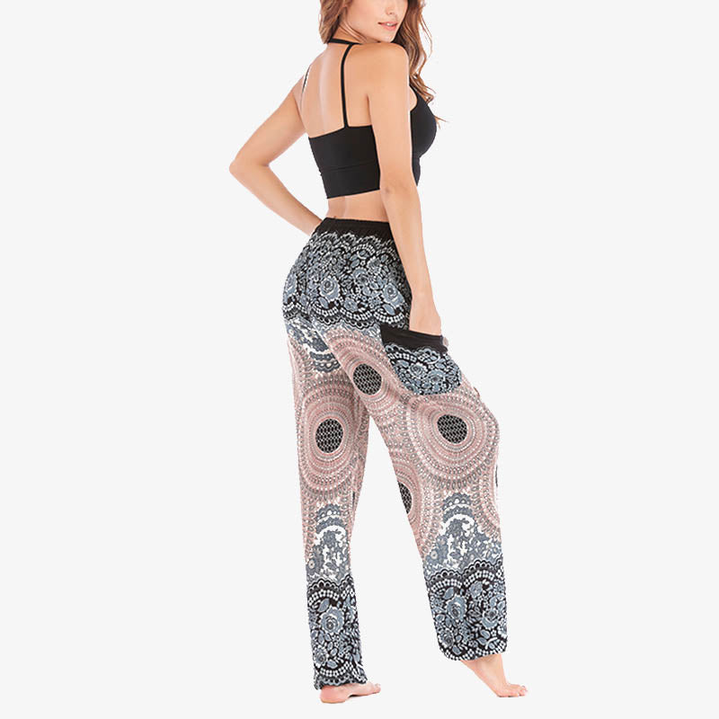 Round Geometric Pattern Loose Casual Harem Trousers High Waist Women's Yoga Pants