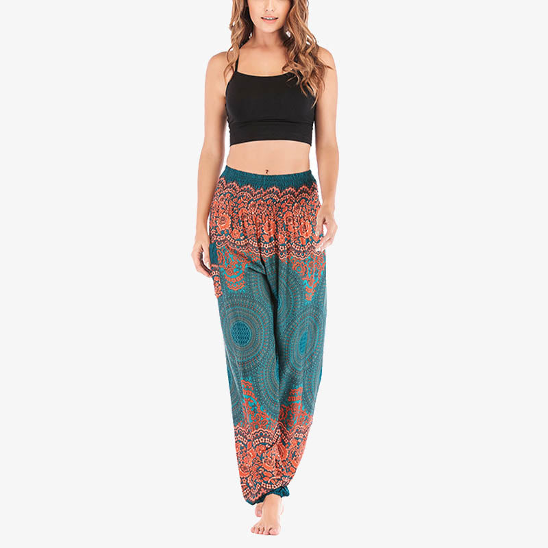 Round Geometric Pattern Loose Casual Harem Trousers High Waist Women's Yoga Pants