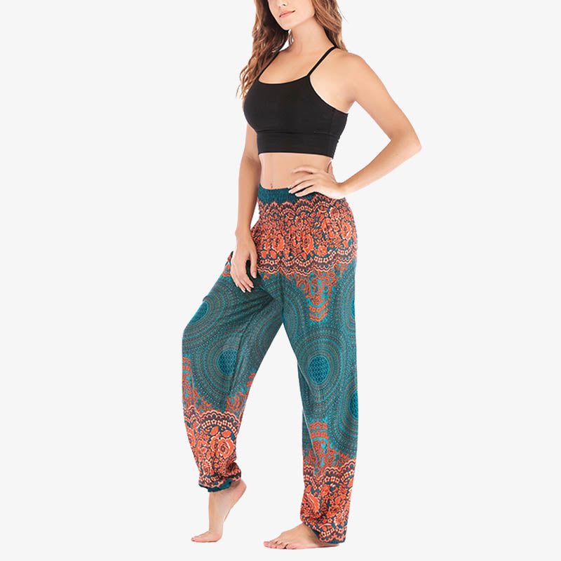 Round Geometric Pattern Loose Casual Harem Trousers High Waist Women's Yoga Pants