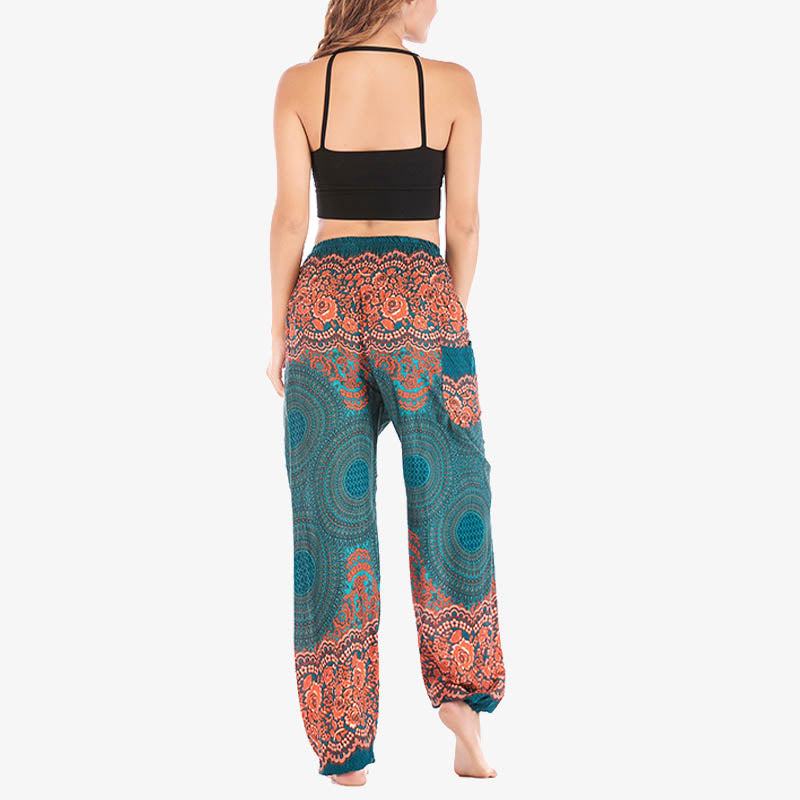 Round Geometric Pattern Loose Casual Harem Trousers High Waist Women's Yoga Pants