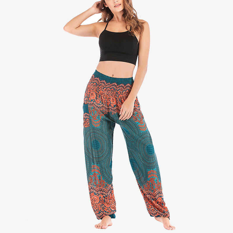 Round Geometric Pattern Loose Casual Harem Trousers High Waist Women's Yoga Pants