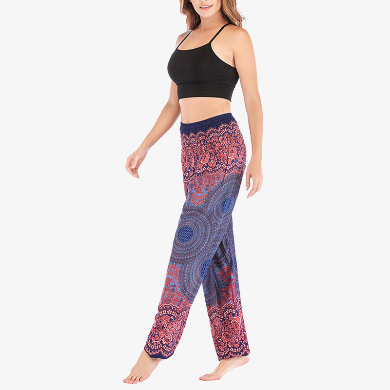 Round Geometric Pattern Loose Casual Harem Trousers High Waist Women's Yoga Pants