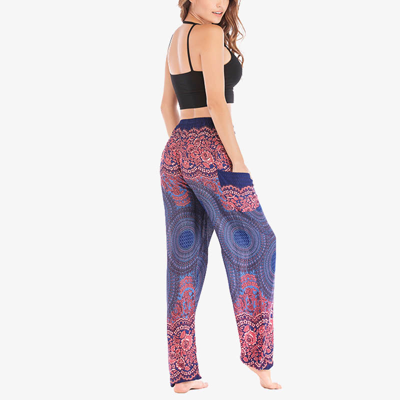 Round Geometric Pattern Loose Casual Harem Trousers High Waist Women's Yoga Pants