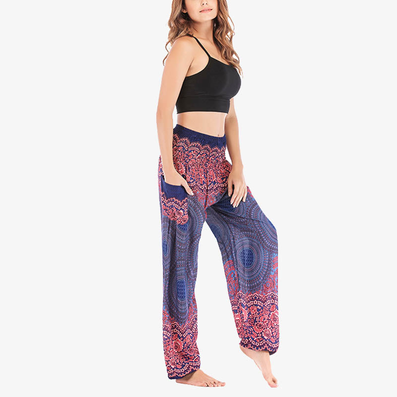 Round Geometric Pattern Loose Casual Harem Trousers High Waist Women's Yoga Pants