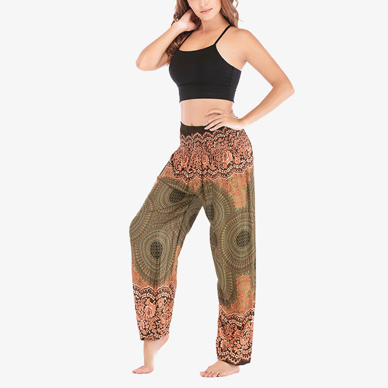 Round Geometric Pattern Loose Casual Harem Trousers High Waist Women's Yoga Pants
