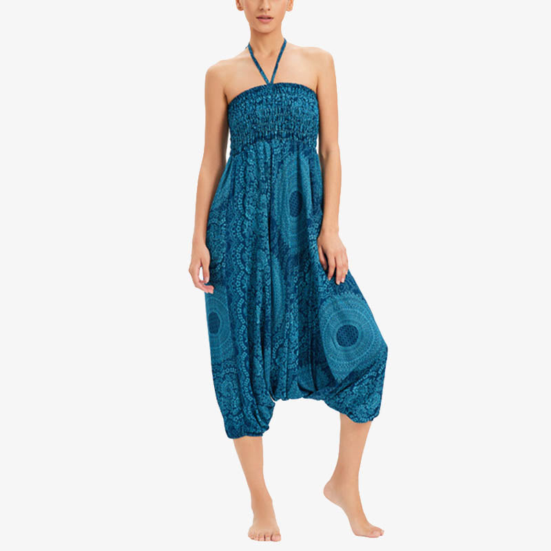 Two Style Wear Round Geometric Loose Casual Harem Trousers Jumpsuit Women's Yoga Pants