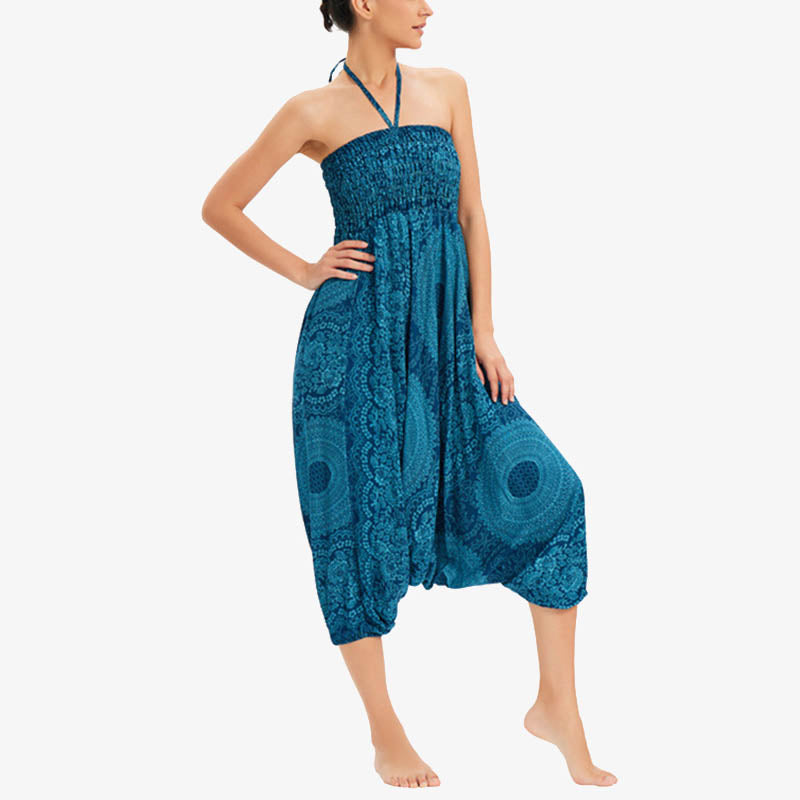 Two Style Wear Round Geometric Loose Casual Harem Trousers Jumpsuit Women's Yoga Pants