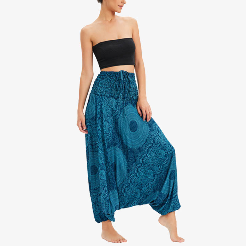 Two Style Wear Round Geometric Loose Casual Harem Trousers Jumpsuit Women's Yoga Pants