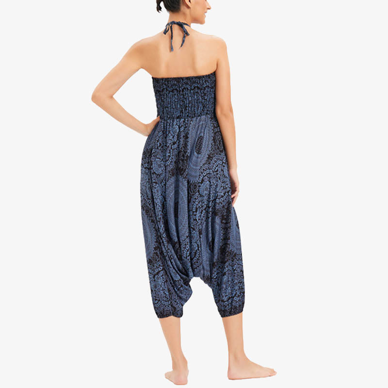 Two Style Wear Round Geometric Loose Casual Harem Trousers Jumpsuit Women's Yoga Pants