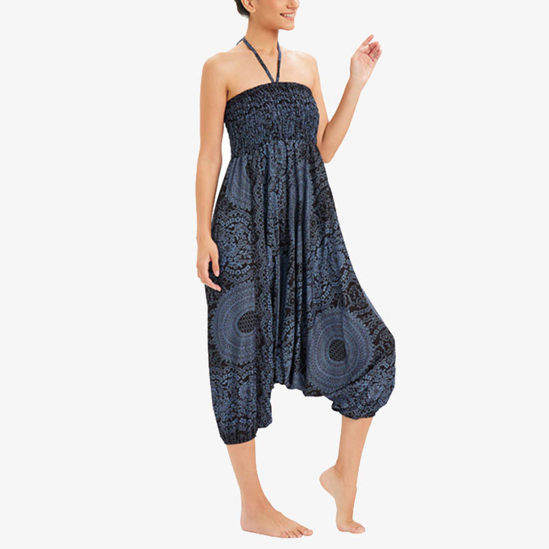 Two Style Wear Round Geometric Loose Casual Harem Trousers Jumpsuit Women's Yoga Pants