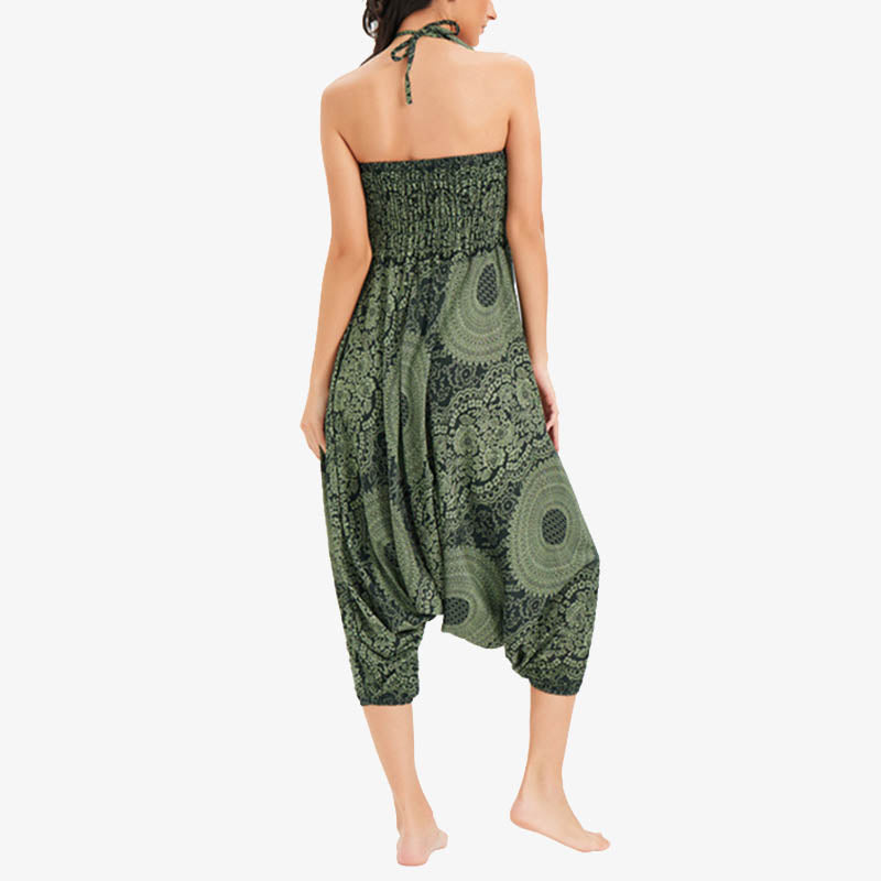 Two Style Wear Round Geometric Loose Casual Harem Trousers Jumpsuit Women's Yoga Pants