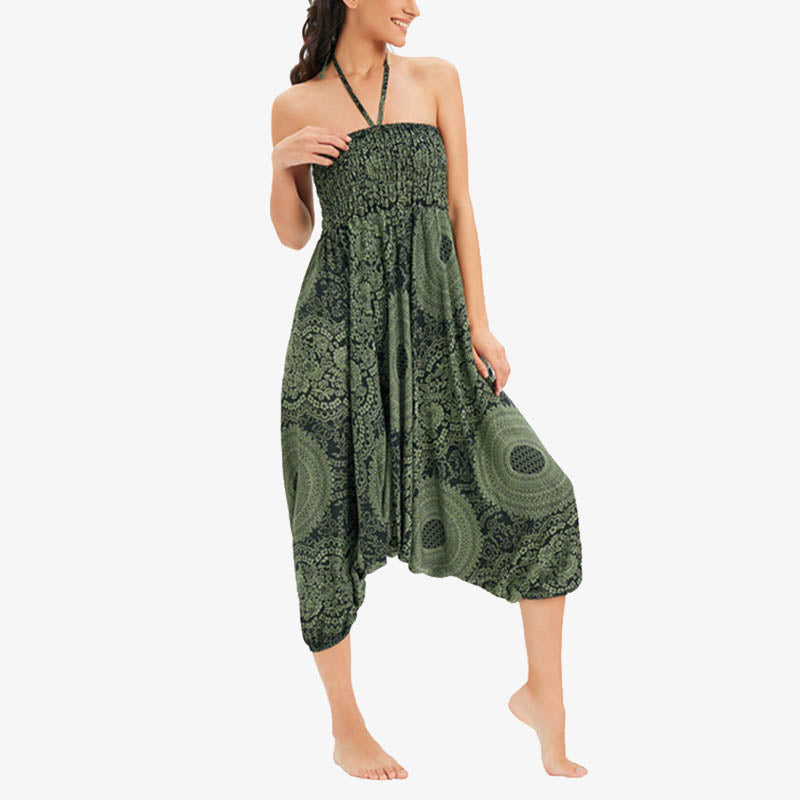 Two Style Wear Round Geometric Loose Casual Harem Trousers Jumpsuit Women's Yoga Pants