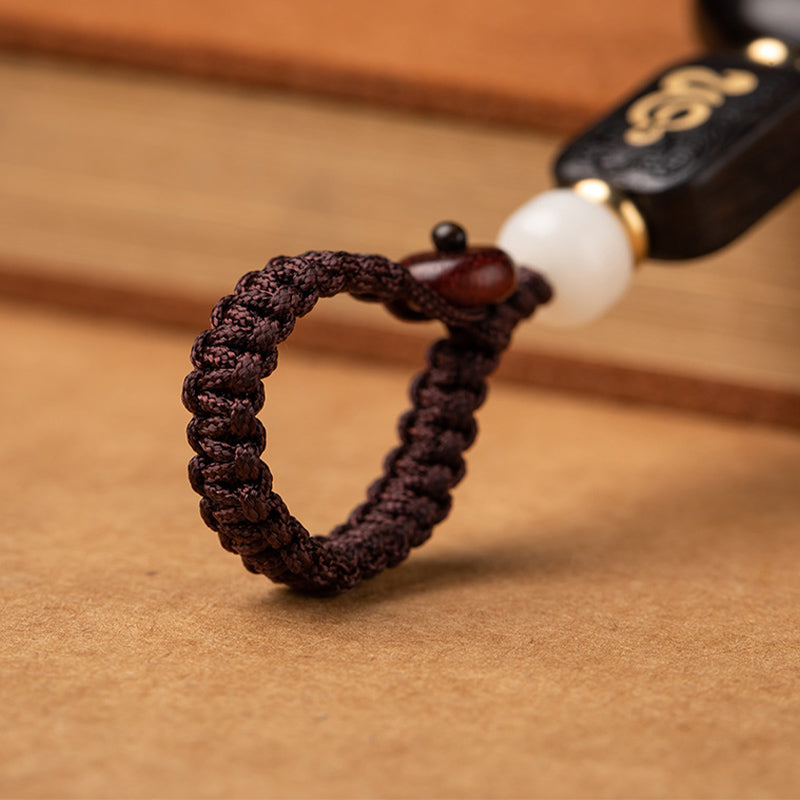 Ebony Wood Bodhi Seed Lotus Enlightenment Key Chain Decoration