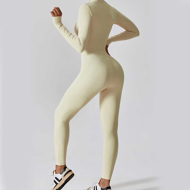 Women Zipper Long Sleeve Shapewear Jumpsuit Sports Fitness Yoga Bodysuit