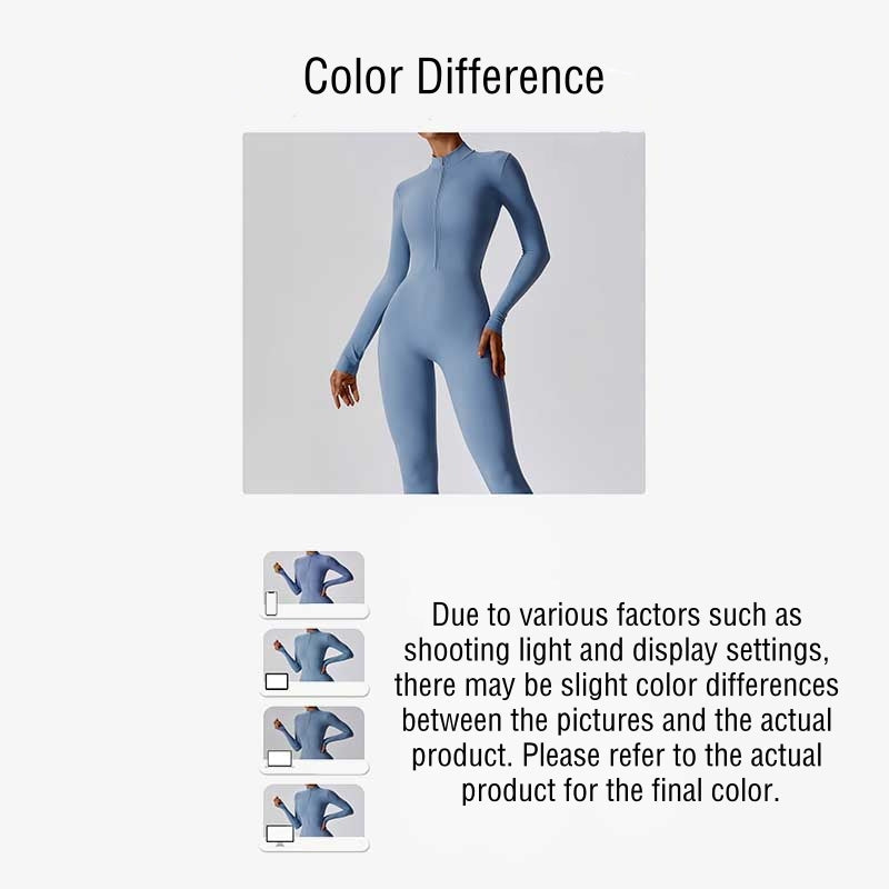 Women Zipper Long Sleeve Shapewear Jumpsuit Sports Fitness Yoga Bodysuit