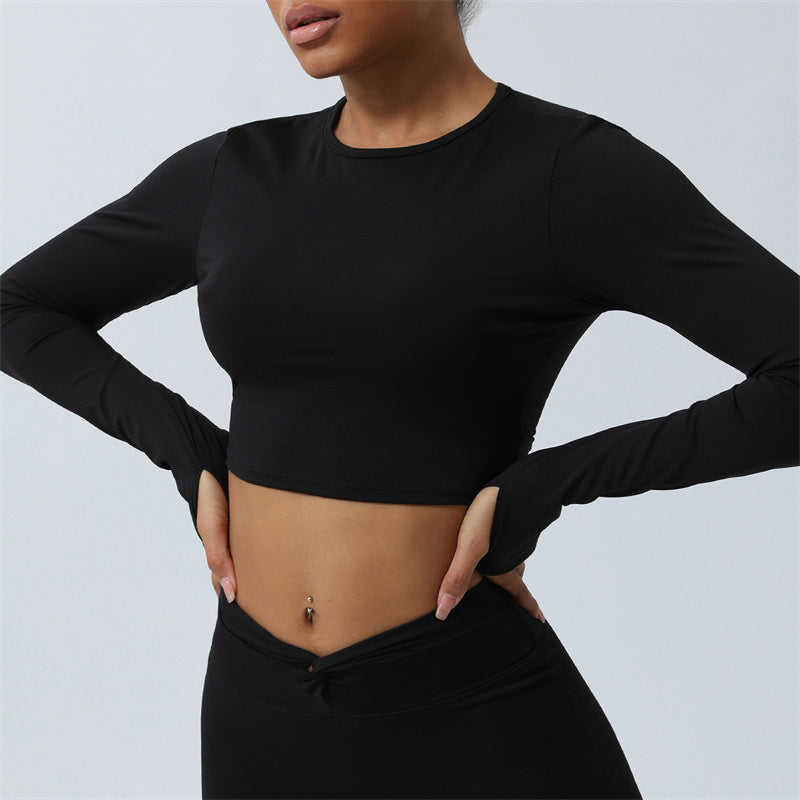 Women Workout Long Sleeve Crisscross Backless Top Tee Leggings Sports Fitness Yoga Outfit