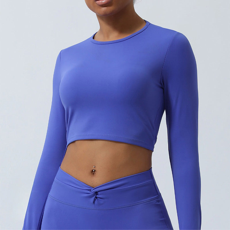 Women Workout Long Sleeve Crisscross Backless Top Tee Leggings Sports Fitness Yoga Outfit