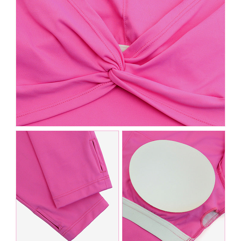 Women Workout Long Sleeve Crisscross Backless Top Tee Leggings Sports Fitness Yoga Outfit