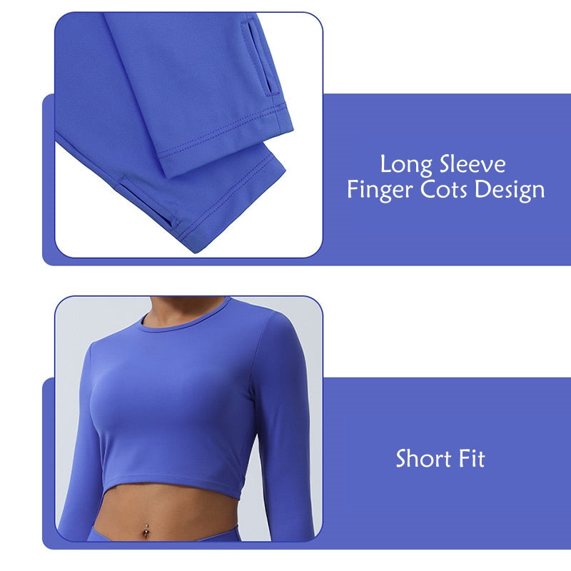 Women Workout Long Sleeve Crisscross Backless Top Tee Leggings Sports Fitness Yoga Outfit