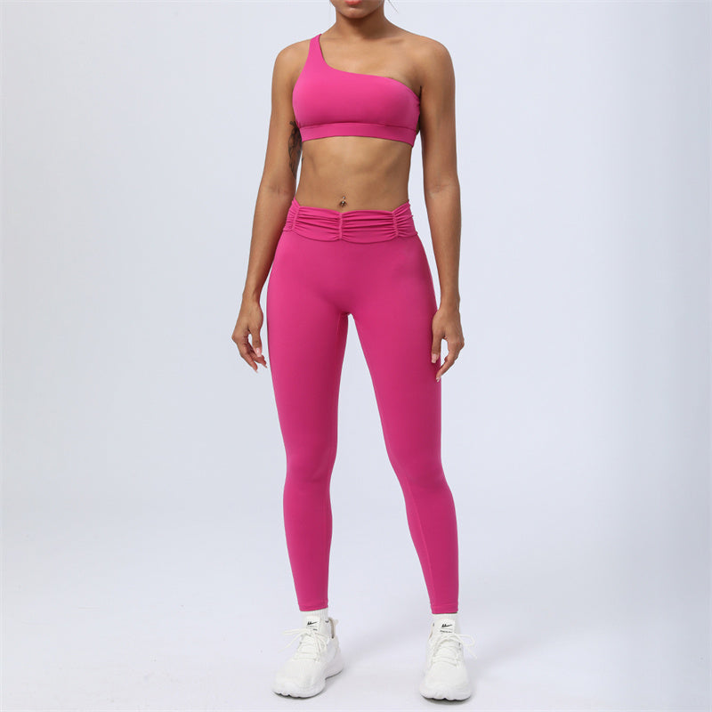 2Pcs Backless Asymmetrical Design Top Bra Shorts Leggings Pants Fitness Yoga Outfit Set