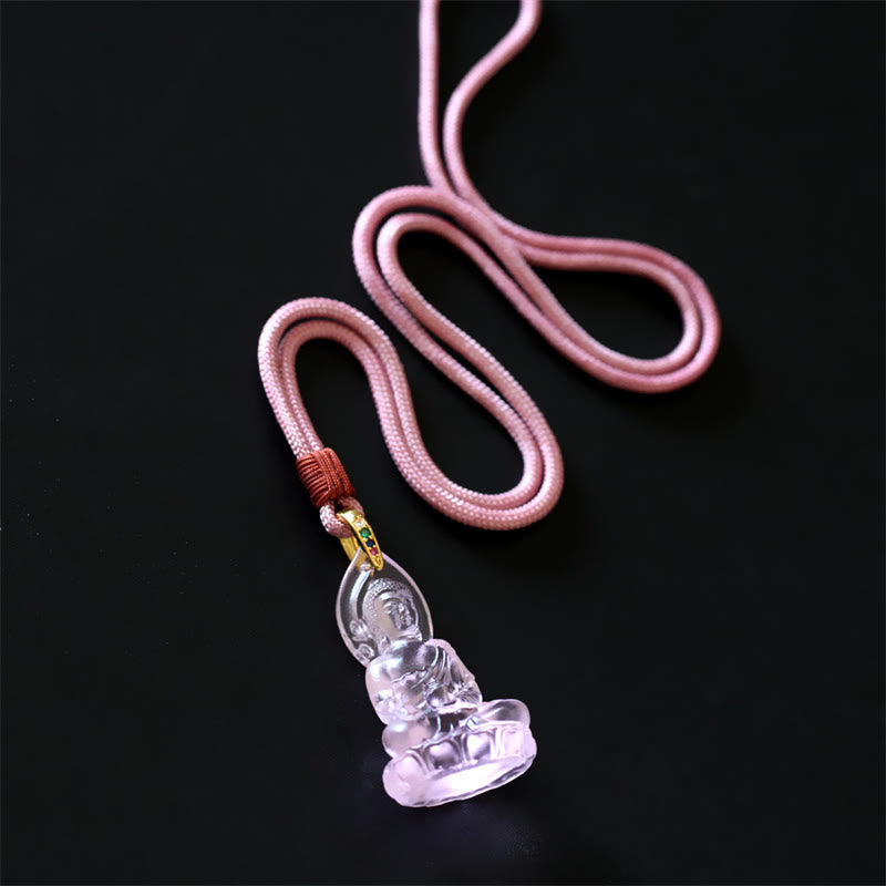 Blue Tathagata Buddha Medicine Buddha Liuli Crystal Serenity Amulet Necklace Pendant