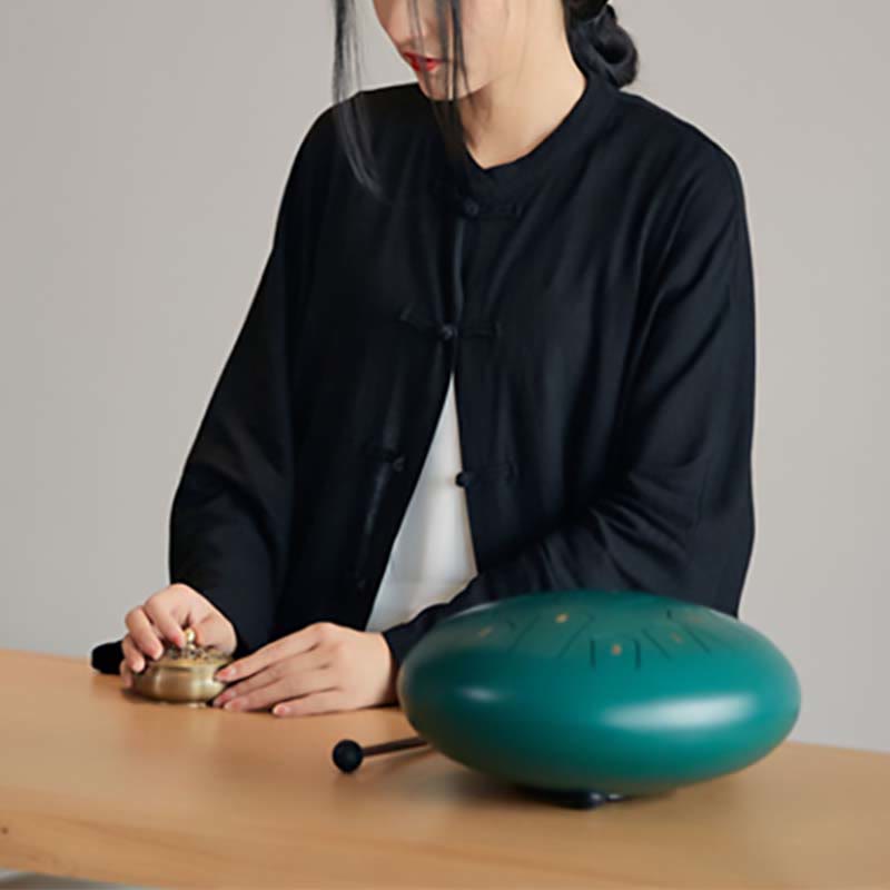 Plain Frog-Button Design Shirt Zen Tai Chi Meditation Top Clothing Cotton Linen Jacket