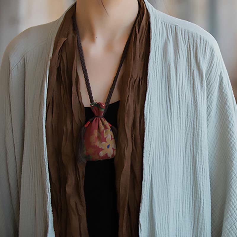 Plain Design Long Sleeve Coat Zen Meditation Open Front Top Cotton Jacket